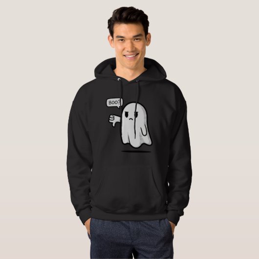 Sad Ghost Saying “Boo?” Front Print Funny Cute H Hoodie (Voorkant volledig)