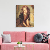 Sad Girl and Dead Goldfinch Bird (Herinnering aan  Canvas Afdruk (Insitu (Woonkamer))
