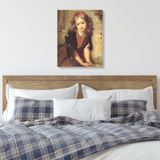 Sad Girl and Dead Goldfinch Bird (Herinnering aan Canvas Afdruk (Insitu (Slaapkamer))