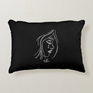Sad Girl Pillow in Black Decoratief Kussen