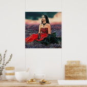Sad Gothic Girl die buiten Poster zit (Keuken)