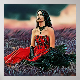 Sad Gothic Girl die buiten Poster zit