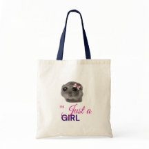 sad hamster just a girl tote bag