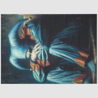 Sad Jester In Blauw En Sinaasappel Tissuepapier