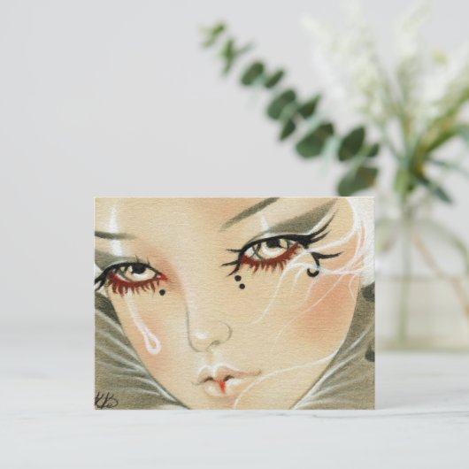 Sad Jester Teardrop Briefkaart (Staand voorkant)