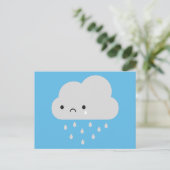 Sad Kawaii Rain Cloud Briefkaart (Staand voorkant)