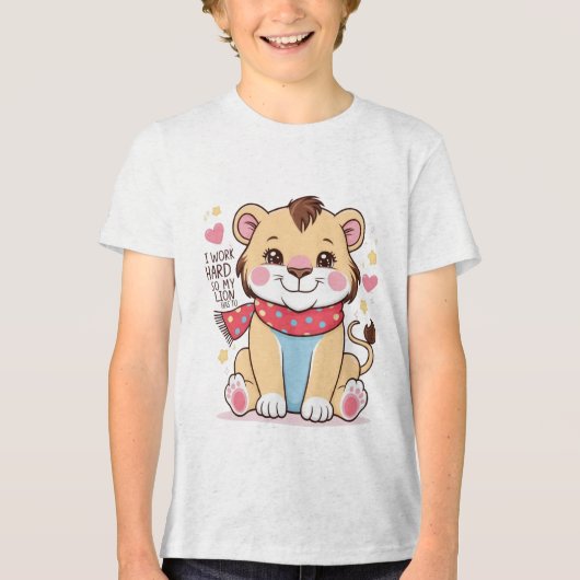 Sad Lion Cub – Zachte pastel Huilende Leeuw T-shir Tri-Blend Shirt (Voorkant)