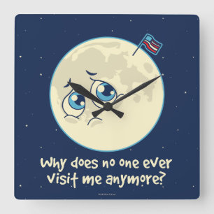 Sad Moon Vierkante Klok