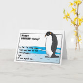 Sad Penguin Verjaardag Kaart (Gele Bloem)