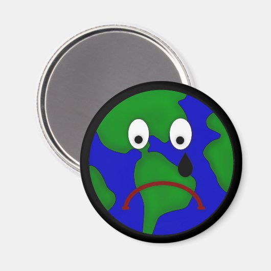 Sad Planet Earth Design Magneet (Voorkant / Achterkant)