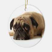 Sad Pug Keramisch Ornament (Links)