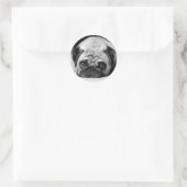 Sad Pug Ronde Sticker (Tas)