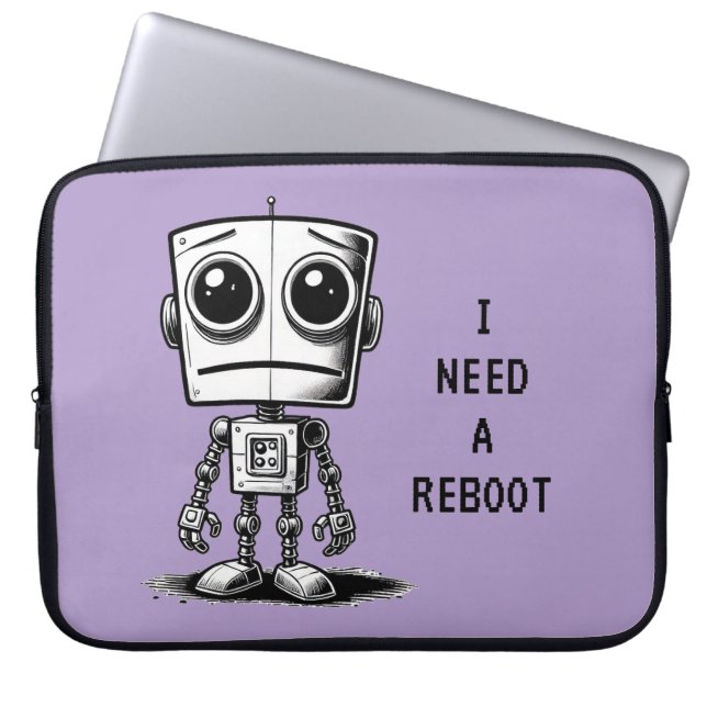 Sad Robot – Ik heb een reboot nodig Laptop Sleeve (Voorkant)