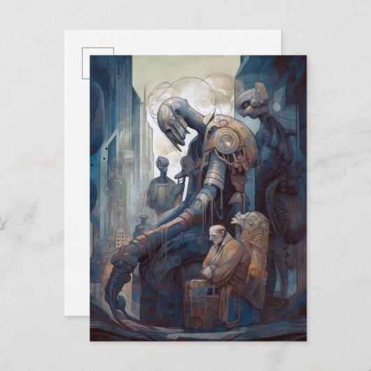 Sad Robot Science Fiction Art Briefkaart (Voorkant / Achterkant)