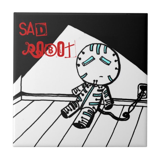 Sad Robot Tile Tegeltje (Voorkant)