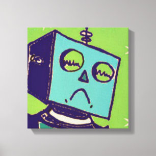 Sad Robot Wrapped Canvas Afdruk
