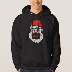 Sad Santa 2021 Face Mask Quarantine Xmas Pajama Pj Hoodie