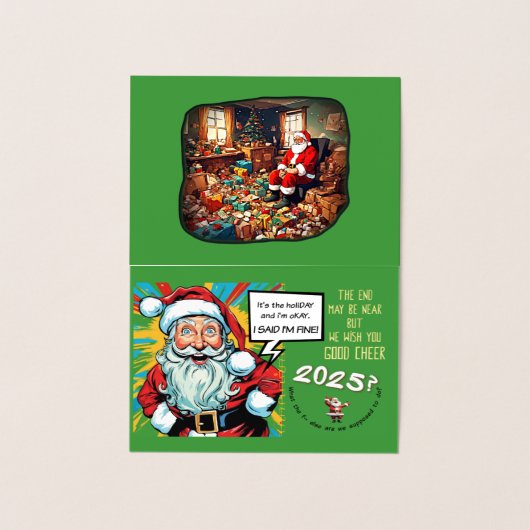 Sad Santa brengt moed Folie Kaarten (Binnen)