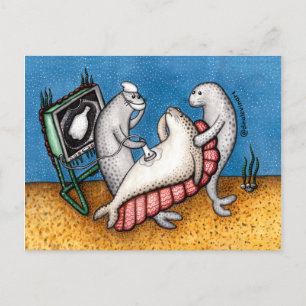 Sad Seals Earth Day Plastic fles Aankondigingskaart