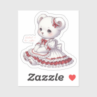 Sad Sweet Goth Bear - Red & White Frilly Dress Sticker
