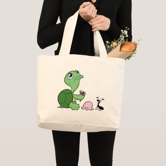 Sad Turtle Happy Ant Grote Tote Bag (Voorkant (product))