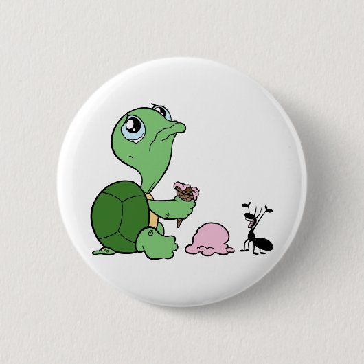 Sad Turtle Happy Ant Ronde Button 5,7 Cm (Voorkant)