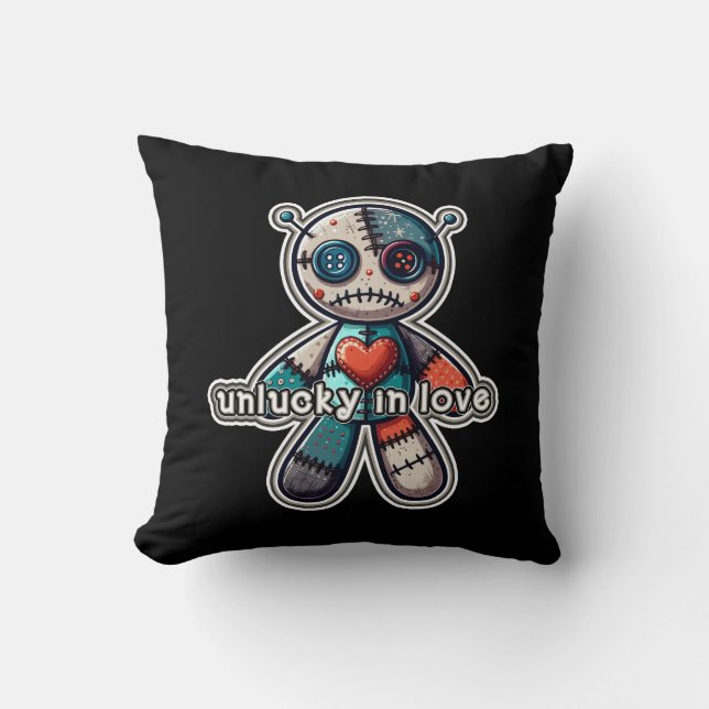Sad VOODOO Doll Beer UNLUCKY in LOVE Kussen (Voorkant)