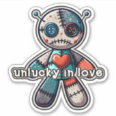 Sad VOODOO Doll Beer UNLUCKY in LOVE Sticker (Voorkant)