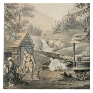 "Saddle Mending", Poster voor "Davy Crockett"-star Tegeltje