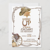 SADDLE UP, COWBOY PARTY, BOY BIRTHDAY, WESTERN AANKONDIGING (Voorkant)