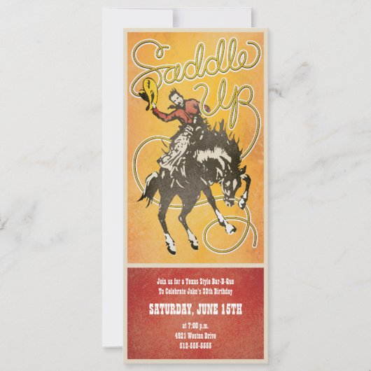 Saddle Up Cowboy Party Invitation Kaart (Voorkant)