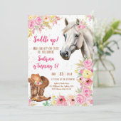 Saddle Up Horse Cowgirl Birthday Invitation (Debout devant)