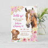Saddle Up Horse Cowgirl Birthday Invitation (Debout devant)