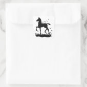 Saddlebred veulen silhouet vlinders vierkante sticker (Tas)