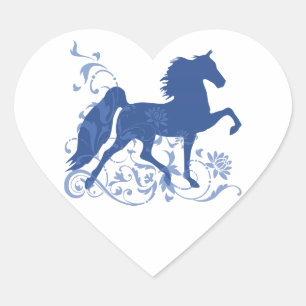 Saddlebred Vijf Gang Bloemblauw Hart Sticker