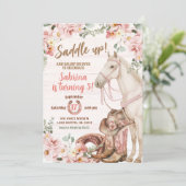 Saddup Cheval Cowgirl Anniversaire Invitation (Debout devant)