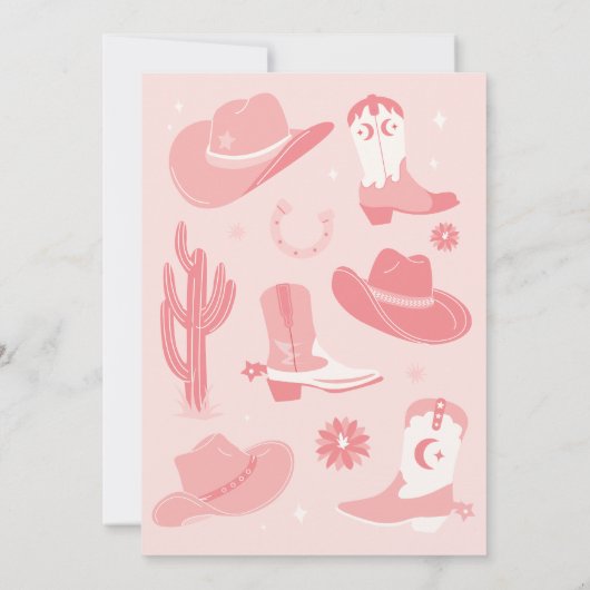 Saddup Girly Cowboy Invitation d'anniversaire (Dos)