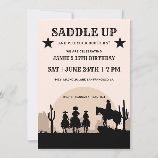 Saddup Wild Cowboy Invitation Anniversaire (Devant)