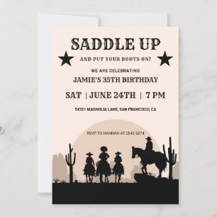 Saddup Wild Cowboy Invitation Anniversaire