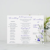 Sade Of Royal Blue Ivory Floral Wedding Programme (Debout devant)