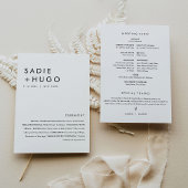 SADIE Modern Minimal Wedding Program 5x7 Flat Kaar Kaart