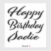 Sadie Prénom Anniversaire de Black Sticker (Feuille)