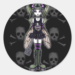 "Sadie" Punk Fly Faery Schattigee schedel Stickers