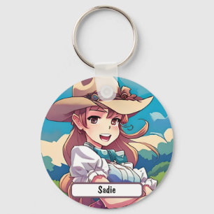 Sadie The Cowgirl, met de maatnaaktnoot. Button Sl Sleutelhanger