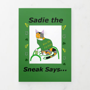 Sadie the Sneak Trifold St. Patrick's Day Kaart