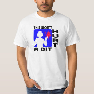 Sadistische verpleegsters in blauw met 2 naalden t-shirt