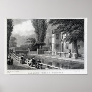 Sadlers Wells Theater, gegraveerd door J. Garner Poster