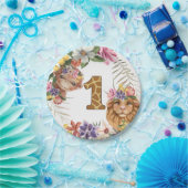 Safari 1e eerste aap leeuw papieren bordje (Feest)