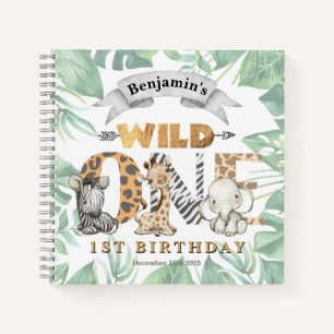 Safari 1e verjaardag gastenboek spiraal notebook notitieboek