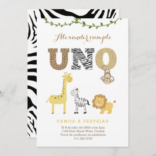 Safari 1er Invitation anniversaire en espagnol, 1e